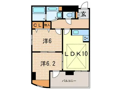 エクセラン夙川(2LDK/2階)の間取り写真