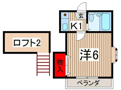 ウィング入曽(1K/1階)の間取り写真