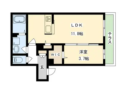 ピノ フロール(1LDK/1階)の間取り写真
