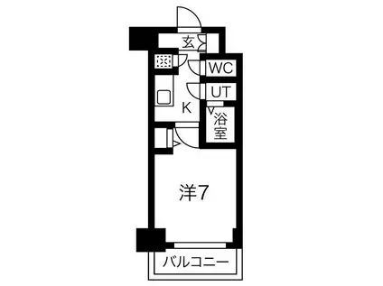 レジュールアッシュ難波MINAMI II(1K/8階)の間取り写真