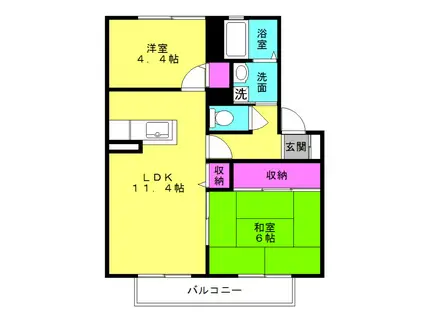 ティエラ(2LDK/2階)の間取り写真