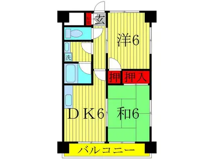 渡辺マンション(2DK/7階)の間取り写真