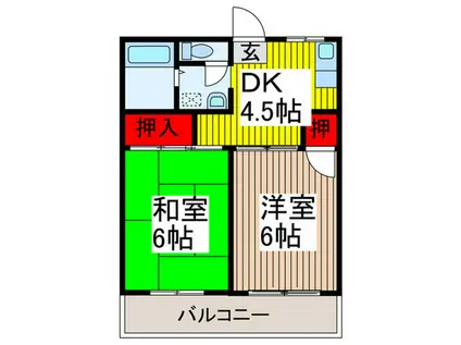 シンヤハイツ(2DK/2階)の間取り写真