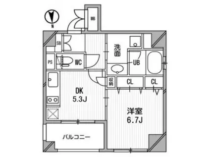 クリオ三田ラ・モード(1DK/5階)の間取り写真