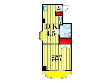 プレイス・イン・ホリカミ(1DK/2階)の間取り写真