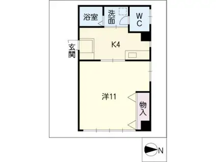 地下鉄名城線 上前津駅 徒歩6分 5階建 築57年(1K/2階)の間取り写真