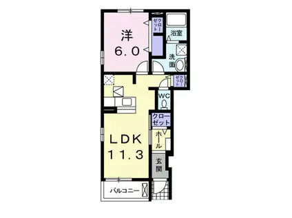 RIRIA VII 3(1LDK/1階)の間取り写真