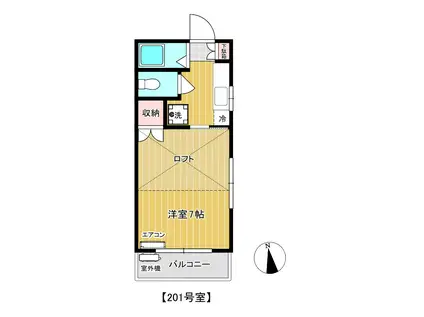 クレメゾン船橋第一(1K/2階)の間取り写真