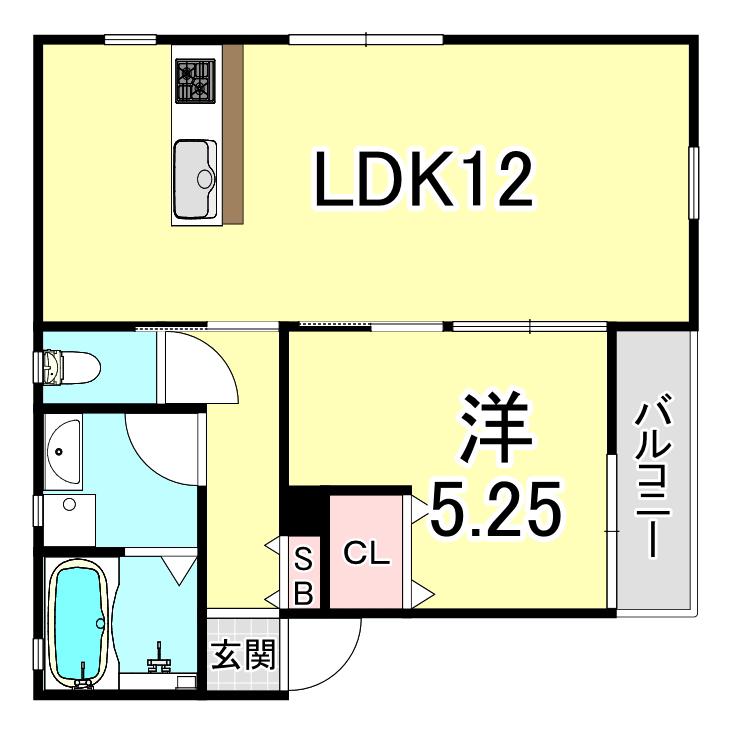 KARIN舞子公園(1LDK/2階)の間取り写真