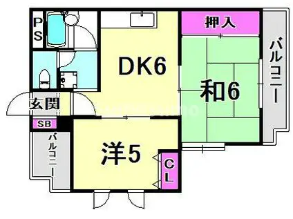 フローレンス西宮I(2DK/1階)の間取り写真