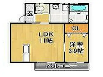 シャンドゥ・フルール(1LDK/1階)の間取り写真