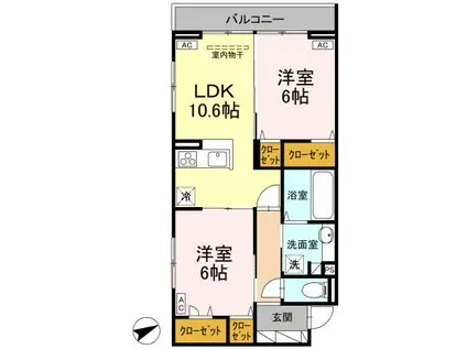 ドゥ・アムール(2LDK/3階)の間取り写真