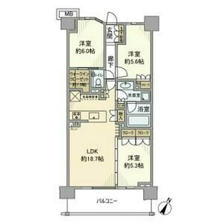 パークホームズ用賀一丁目 7階階 間取り