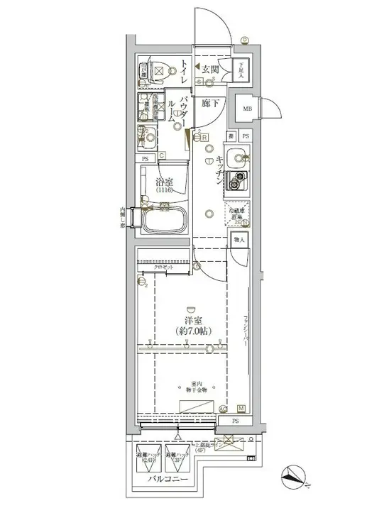 クレイシア新宿ノース 3階階 間取り