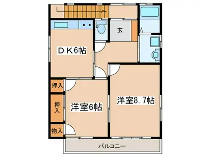 酒匂ガーデン(2DK/2階)の間取り写真