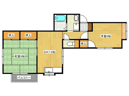 ユアコート江波東(2DK/2階)の間取り写真