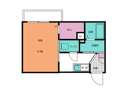アール柚木(1K/2階)の間取り写真