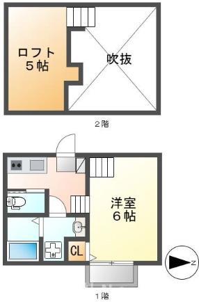 CREO中村公園(1K/2階)の間取り写真