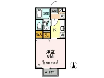 D-ROOM グランブルーム A205(1K/2階)の間取り写真