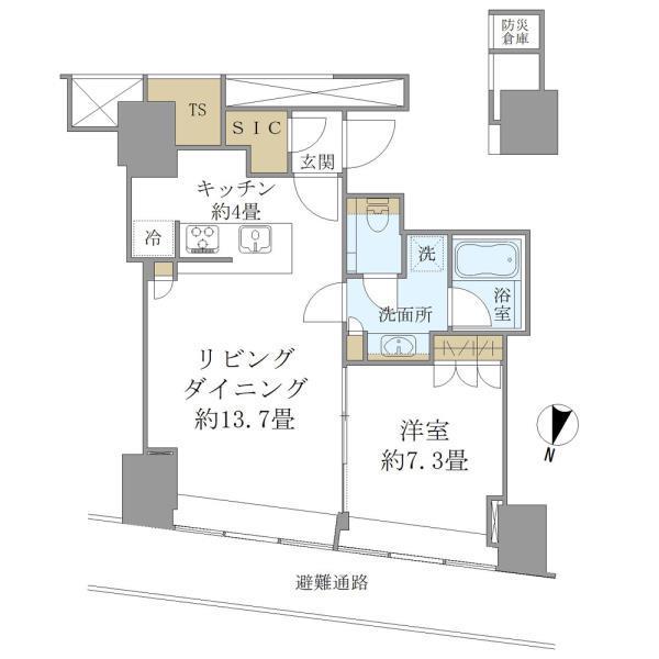 BRILLIA TOWER堂島(1LDK/10階)の間取り写真