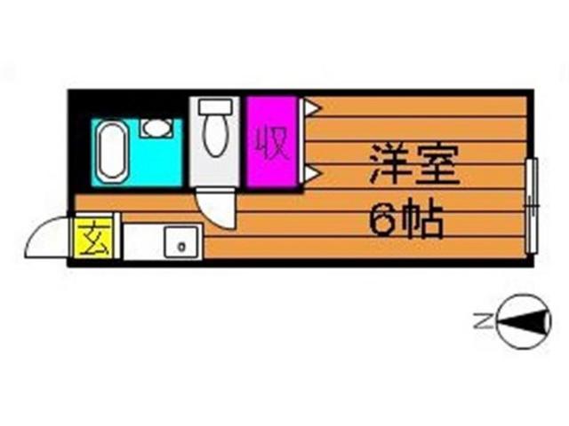 爪崎サンプラザ(ワンルーム/1階)の間取り写真