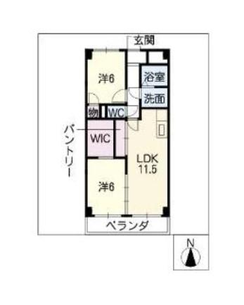 メゾン新西町(2LDK/1階)の間取り写真