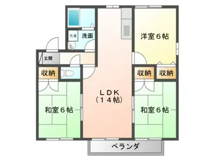 セジュールソレイユA(3LDK/2階)の間取り写真