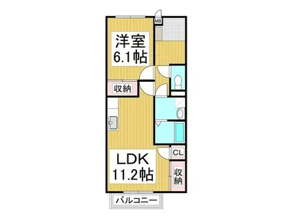 メゾンドフルール(1LDK/1階)の間取り写真