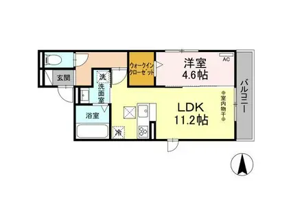D-ROOM六条福寿町(1LDK/1階)の間取り写真