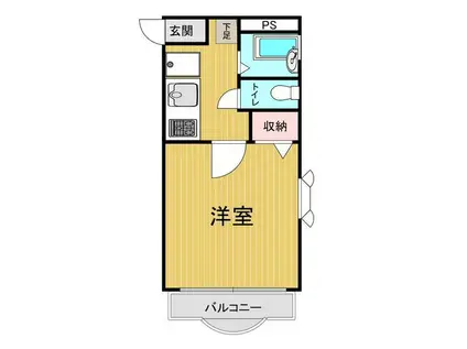 セントリヴィエール南方(1K/1階)の間取り写真