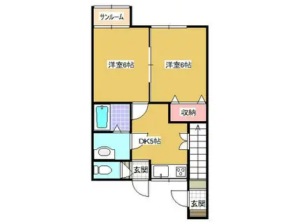 エクセル(2DK/1階)の間取り写真