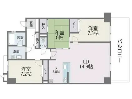 アイランドシティインフィニガーデン イースト棟(3LDK/16階)の間取り写真