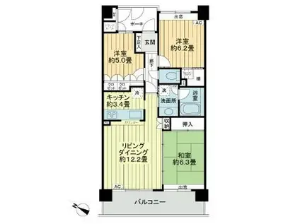 サーパス上水戸中央(3LDK/8階)の間取り写真