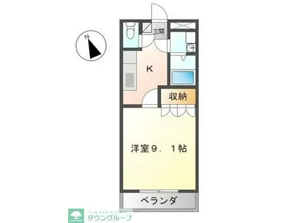 サニーヒルズ M(1K/2階)の間取り写真