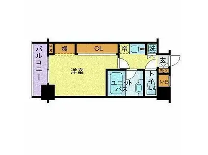 ミディアス渋谷ウエスト(1K/2階)の間取り写真