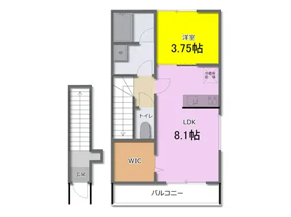 ELF妻鳥(1LDK/2階)の間取り写真