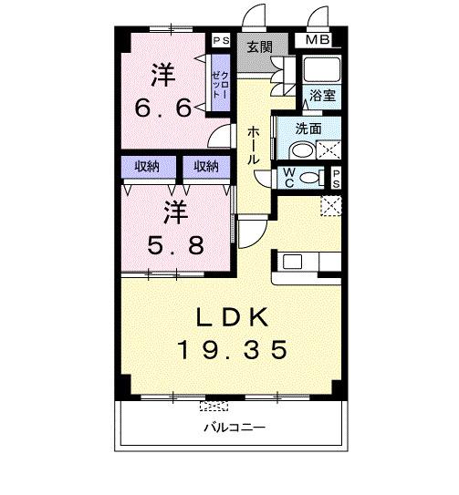 サニーレジデンスYK(2LDK/1階)の間取り写真