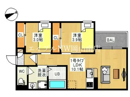 REGALEST LUCENTE(2LDK/3階)の間取り写真