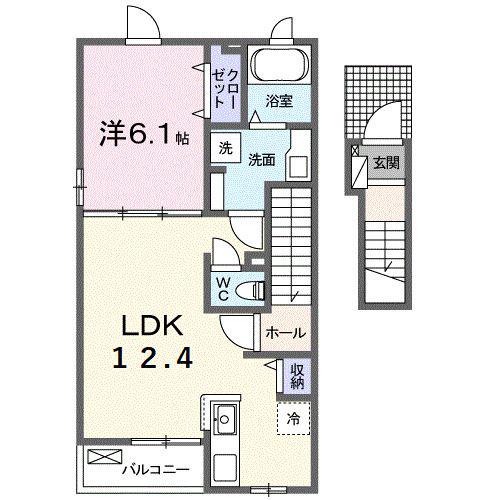 シャルマン ツ―(1LDK/2階)の間取り写真