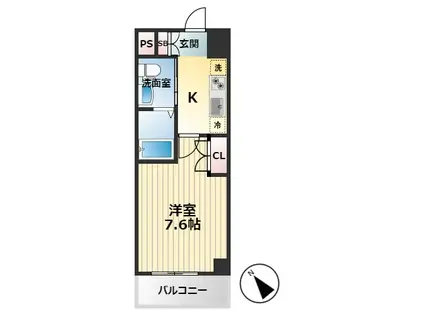 ジェンティーレ・トリヤマ(1K/12階)の間取り写真