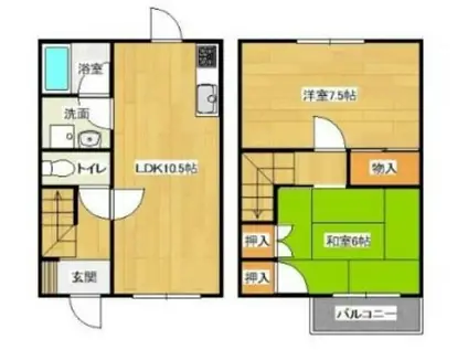 グリーンハイツ A棟(2LDK/1階)の間取り写真