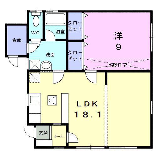 アンジュレーヴ(1LDK/1階)の間取り写真