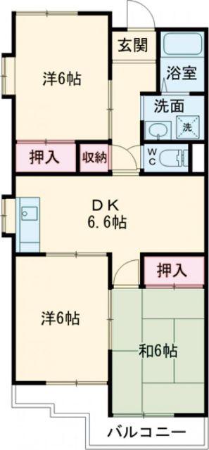 みどり坂ハイツ(3DK/2階)の間取り写真