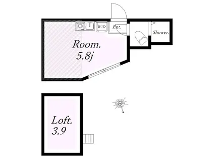 ユナイト藤沢ジャクリーヌ(ワンルーム/2階)の間取り写真