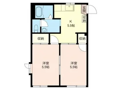 メゾン東希望ヶ丘 B(2K/1階)の間取り写真