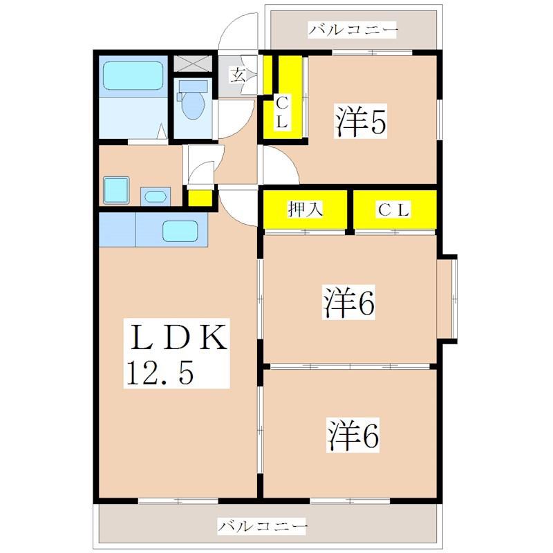 グランドパレス吉野II(3LDK/2階)の間取り写真
