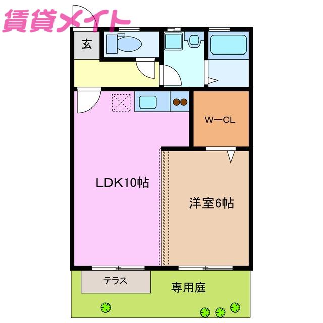 パインヒルズ(1LDK/1階)の間取り写真