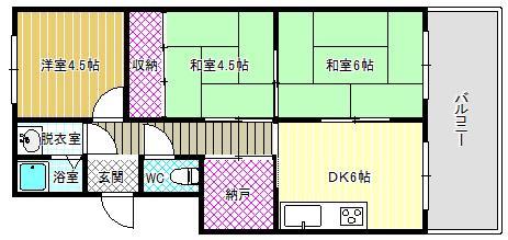 マンションふじなみ(3DK/3階)の間取り写真