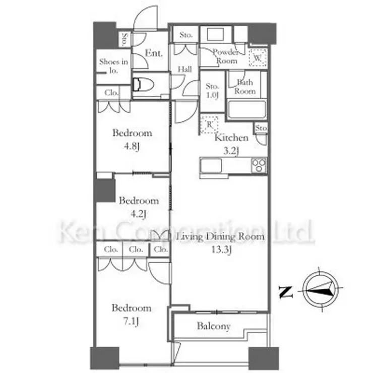 富久クロスコンフォートタワー 51階階 間取り