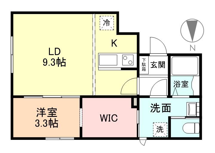 グランスイート森 A棟(1LDK/2階)の間取り写真
